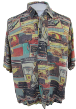 Protest vintage 1990s Men shirt s/s pit to pit 26 sz L Shell Gasoline old cars - £29.75 GBP