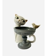 Partylite Garden Diva Tealight Candle Holder Cat Bird Birdbath 2013 - £13.28 GBP