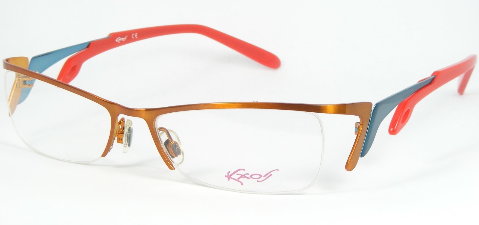 KAOS KK233 2 COPPER-ORANGE /TURQUOISE /RED EYEGLASSES GLASSES FRAME 52-1... - $103.16
