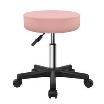 Adjustable Height Pink PU Leather Rolling Salon Stool with Wheels - KKTONER - $57.91