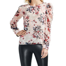 Vince Camuto Womens Printed Puff Shoulder Blouse,Dune Lily,Large - $88.11