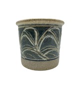 Stoneware Art Pottery Planter Vase Beige Green Blue Midwest 4&quot; Ceramic A... - £21.99 GBP