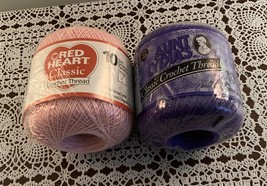 Red Heart Aunt Lydias Crochet Thread 119 Violet 350 Yds 144 Orchid Pink 300 Yds - $11.99