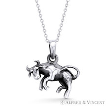 Taurus the Bull Zodiac Sign Animal Pendant Luck Necklace in .925 Sterling Silver - £15.93 GBP+