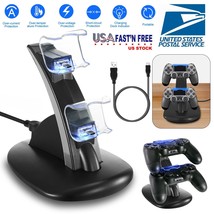 Dual USB Charger LED Station Dock Fast Charging Stand For Sony PS4 Contr... - £16.42 GBP