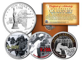 WORLD WAR II 3-Coin Set NY Statehood US Quarters * D-DAY * V-J DAY * End... - £7.53 GBP