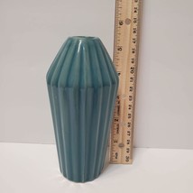 Blue Ceramic Bud Vase / Air Plant Holder with Ribbed design, Mediterranean decor image 2