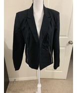 Jacket Blazer Silver Zippers Women Black Casual Coat Sz 14 - £13.36 GBP