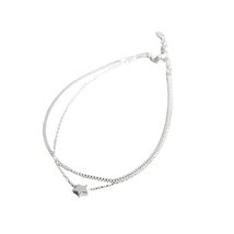 925 sterling silver summer anklet double chain pentagram five-pointed anklet for - £23.97 GBP