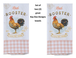 KAY DEE DESIGNS &quot;Red Rooster&quot; R7090 Two Dual Purpose Terry Towels~16&quot;x26... - £12.55 GBP