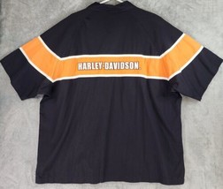 Harley Davidson Racing Shirt Mens XXL Black Orange Mechanic Wear Short S... - £28.44 GBP