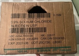 Case Braun 1000ml Normal Saline Exp 8/27  12/case - $300.00