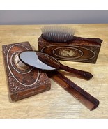 Avon Cameo Hair Brush &amp; Comb MirrorsSet Vintage New Box Amber Tortoise S... - $83.53 CAD