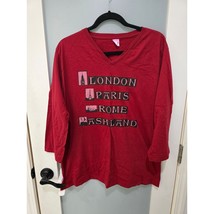 Ashland Oregon Shakespeare Festival Red V-Neck Tee XL LAT London Paris Rome - $18.00