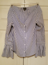 Highline Collective Ladies Size M/M White w/ Blue Stripes Shirt (NWOT) - £23.70 GBP