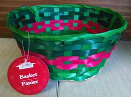 Christmas House Round Bamboo Basket Storage Fruit Flowers Gifts 8.5" -  ... - $3.95