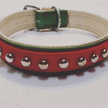 Real Leather Dog Collar with Circle Studs - $64.98+