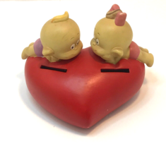 Money bank Amor Heart Love is sharing for our future together VTG Ceramic - $24.74