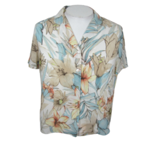 Alfred Dunner Women Top Hawaiian shirt vintage 1990s polyester crepe lin... - £15.81 GBP