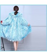 Shaggy Blue Long Hair Mongolian Sheep Faux Fur Long Length Hoded Winter ... - £272.58 GBP