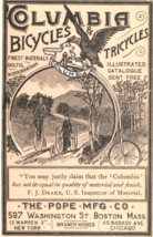 Columbia Bicycle Tricycle Pope Mfg Trade Card Advertising - $35.00
