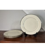 4 Lenox Solitaire Dinner Plates Dishes Platinum Trim Cream Dinnerware Home - £29.60 GBP