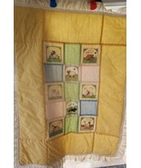 VTG Embroidered Baby Quilt 33x42 Cross Stitch 1980s Farm Animals Gingham... - $65.00
