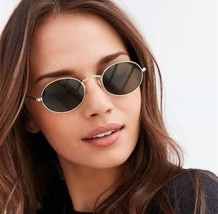 Classic Small Frame Oval Sunglasses Women/Men Brand Designer Alloy Gold Sun Gl - £12.86 GBP