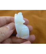 Y-COY-SI-565) White Opalite COYOTE gemstone carving FIGURINE I love baby... - $14.01