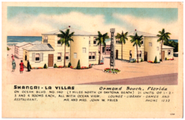 1940&#39;s Linen Postcard Shangri-La Villas Motel Ormond Beach, FL, Palm Trees - £7.69 GBP