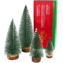 Bottle Brush Trees Mini Green Flocked Sisal Christmas Decor Tabletop - $265.77 MXN