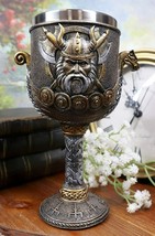 Ebros Odin Warlord Dragon Longship 7oz Resin Wine Goblet Chalice Steel Liner - £19.90 GBP