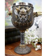 Ebros Odin Warlord Dragon Longship 7oz Resin Wine Goblet Chalice Steel L... - $24.99