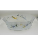 Rueven Art Nouveau Hand Painted Satin Glass Vase Bowl Etched Cat Design - £47.89 GBP
