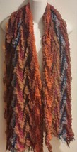 Womens Outwear Multi Color Puff Scarf With Fringe 70x18 - £7.76 GBP