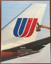 1985 United Airlines Vintage Print Ad Tall Tail Airplane Travel Aviation Flying - £11.55 GBP