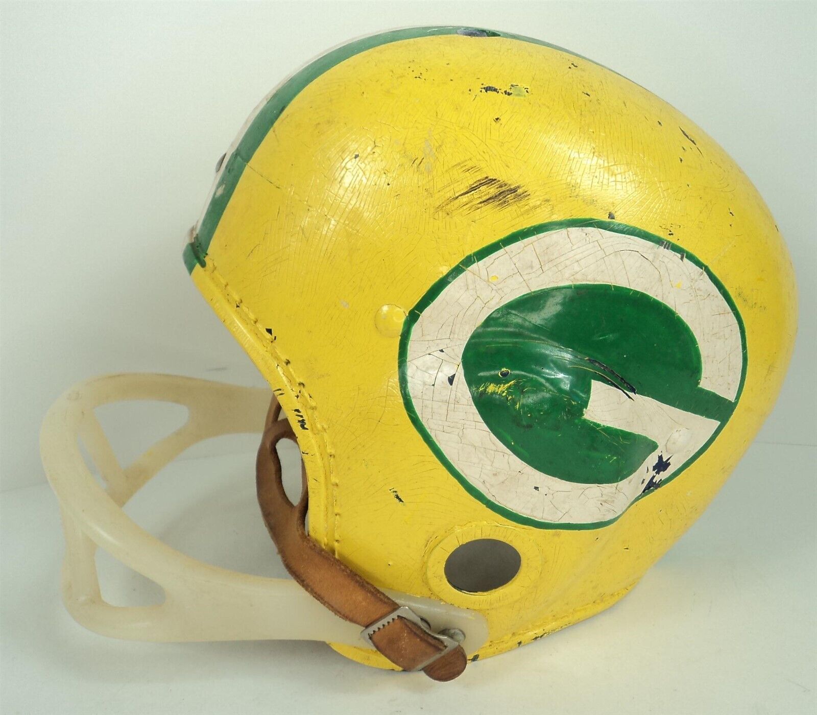 VTG Wilson Child-Size Green Bay Packers Football Helmet w/ Leather Chin Strap - $48.37