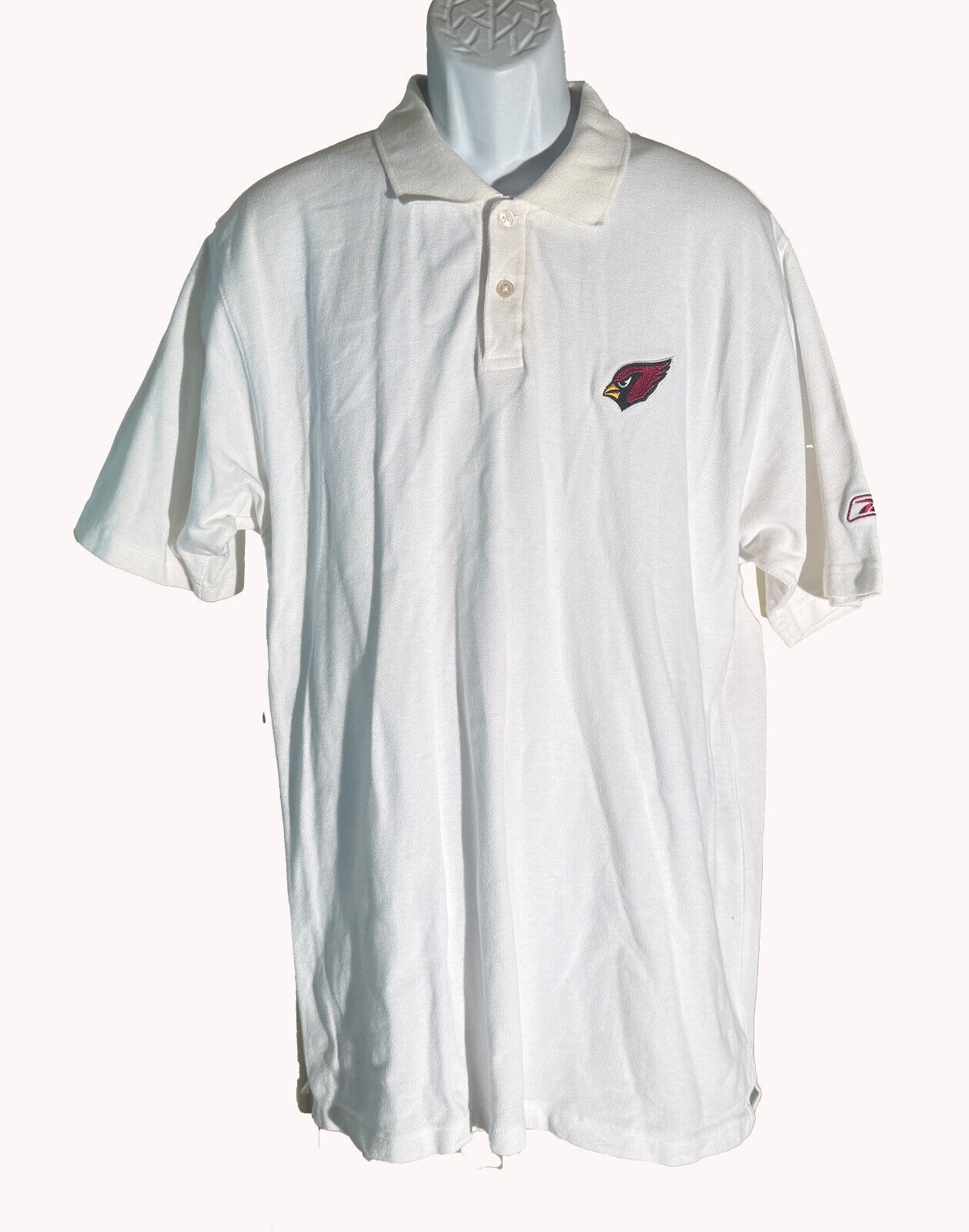 REEBOK NFL Short Sleeve Button Down Arizona Cardinals Polo Shirt White L... - $10.88