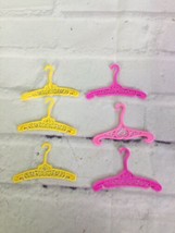 Vintage Barbie Clothing Fashion Hangers With Filigree Yellow Pink Set of 6 - £7.07 GBP