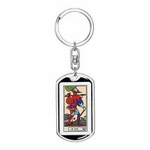 Tarot Card The Fool Swivel Keychain Dog Tag Stainless Steel or 18k Gold - £31.57 GBP