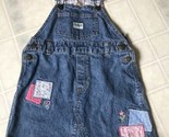 VTG Oshkosh Girls Embroidered Floral Denim Jean Dress Overall Jumper Ves... - $43.00