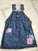 VTG Oshkosh Girls Embroidered Floral Denim Jean Dress Overall Jumper Ves... - $43.00