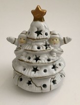 Holiday Tree/ White Porcelain Tea Light Decoration with Box - $17.13