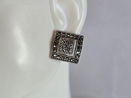 Womens Vintage Estate Sterling Silver Deco Earrings 5.3g E7642 - £38.92 GBP