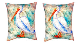 Pair of Betsy Drake Pelican on Rice No Cord Pillows 16 Inch X 20 Inch - £63.15 GBP