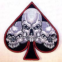 TRIPLE SKULL SPADE EMBRODIERED PATCH jacket biker P540 NOVELTY bikers it... - $6.82