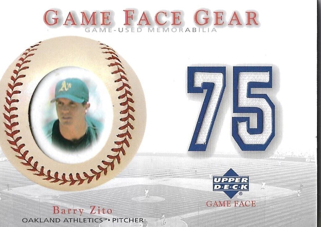 Primary image for Barry Zito 2003 Upper Deck Game Face Gear Jersey #GG-BZ Oakland Athletics Relic