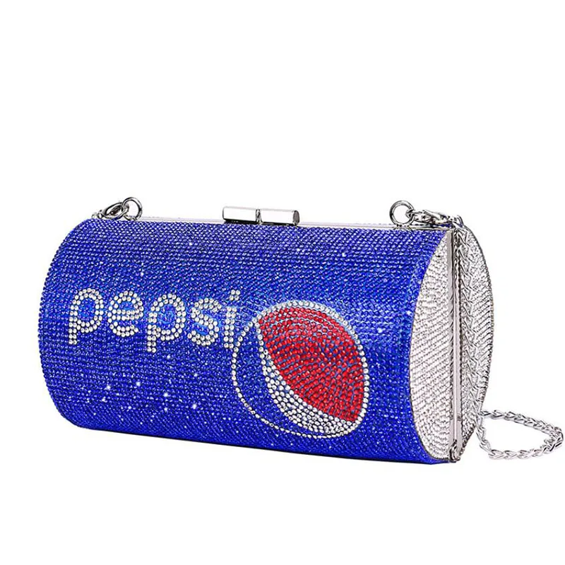 designer handbag 2022Blue rhinestones painting Evening Clutch Bags women Round s - £39.48 GBP