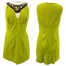 NEW Love Tease Juniors 13 Sleeveless Dress Chartreuse Green Beaded Back Pleat  - £19.24 GBP