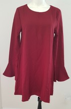 NEW Loveriche Wine Burgundy Dress Size Medium Above Knee Bell Sleeves Lined - $19.75